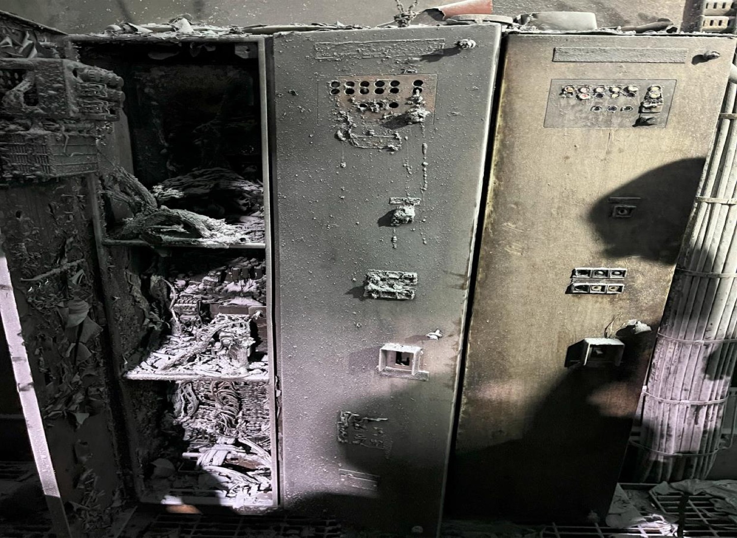 Fire-damaged machinery space