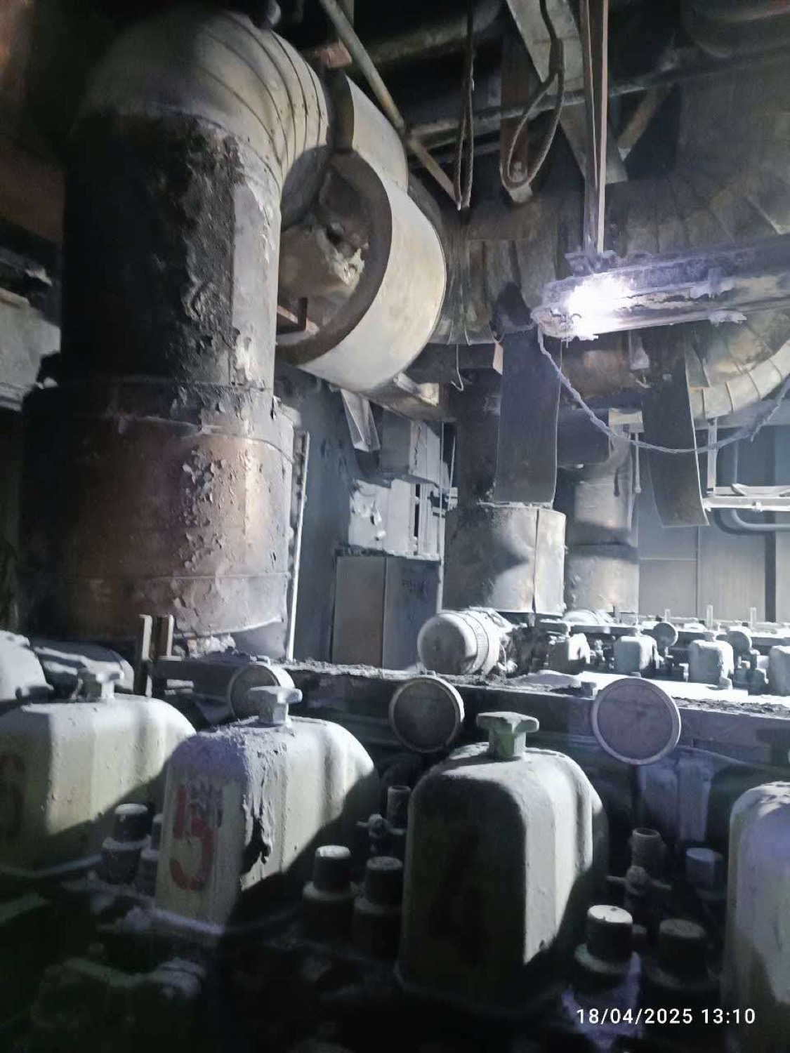 Soot-coated equipment after the fire