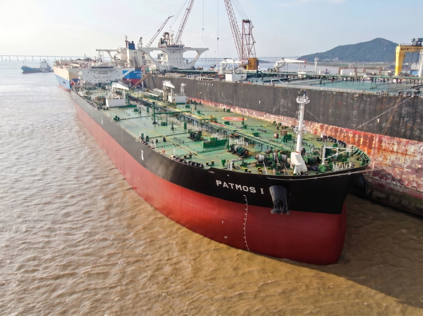 Tanker Patmos I alongside the repair berth