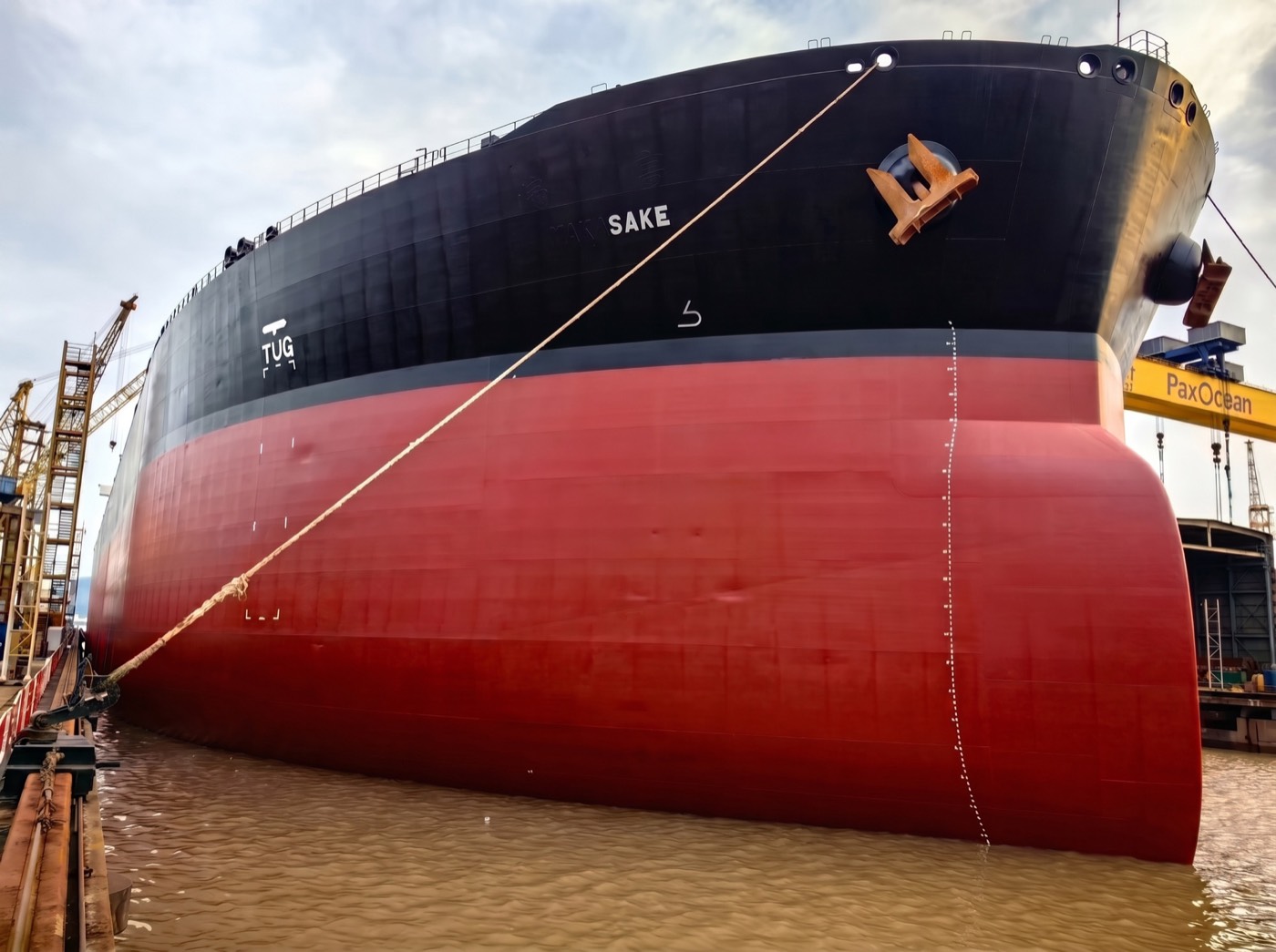 Vessel undergoing afloat repair at the yard