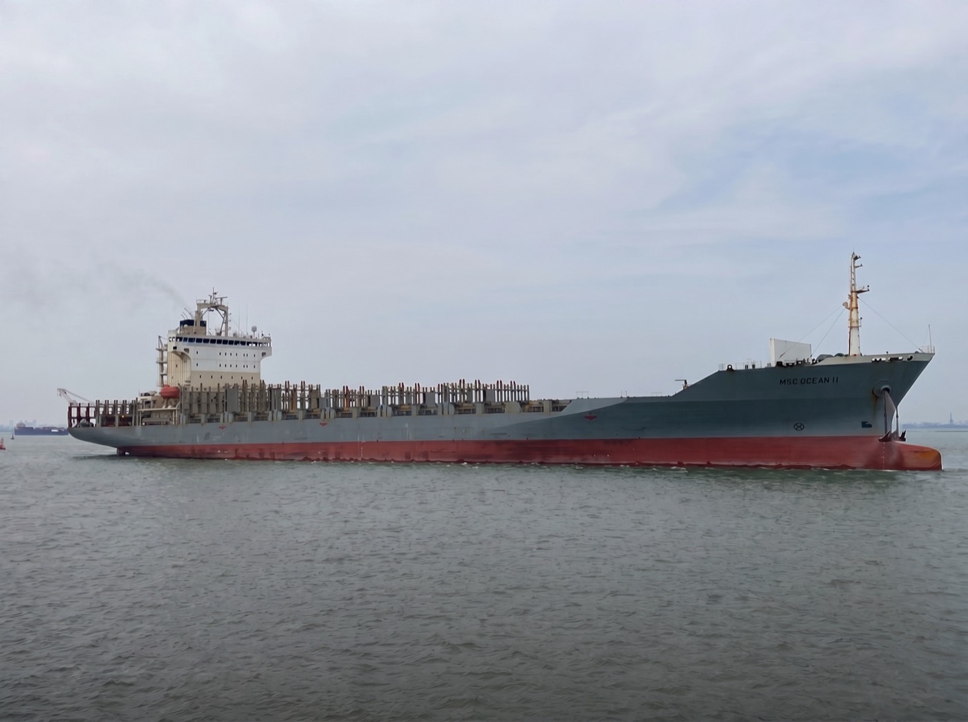 Container vessel under way after yard works